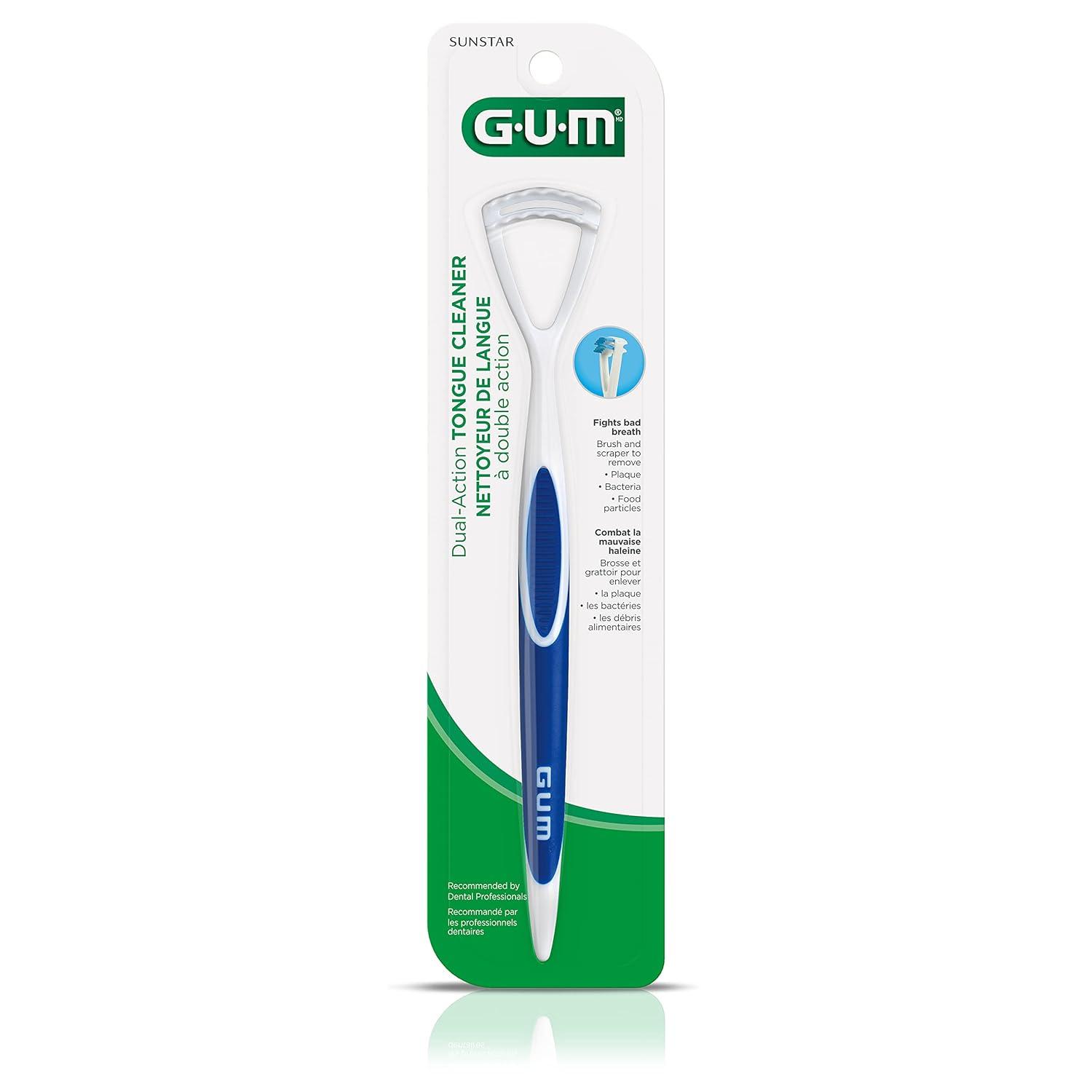imageGUM 760RB Dual Action Tongue Cleaner Brush and Scraper Colors May Vary1 Count Pack of 3