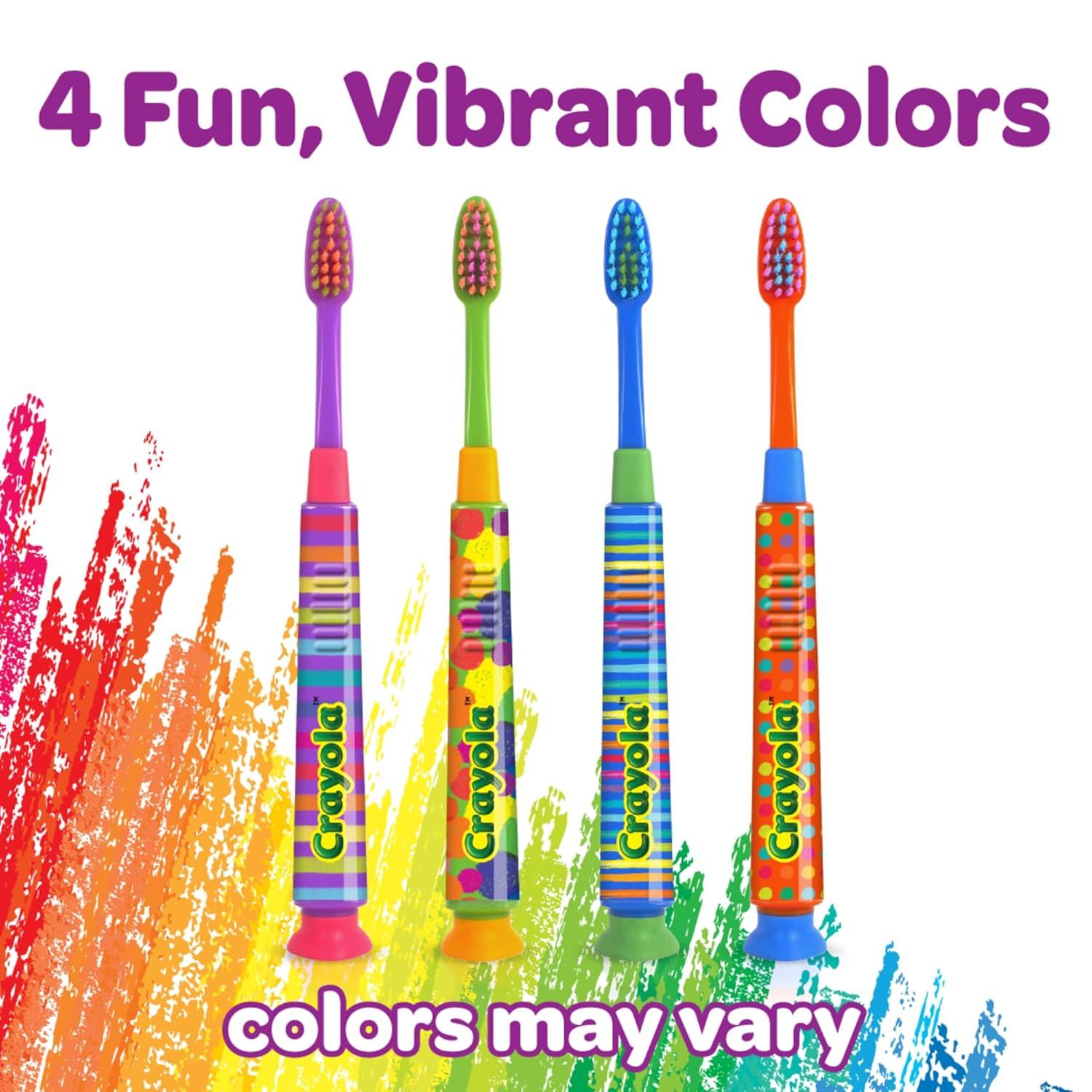 imageGUM Crayola Deep Clean Childrens Toothbrush Extra Soft Toothbrush for Kids Suction Cup Base Ages 4 1 CountPack of 4
