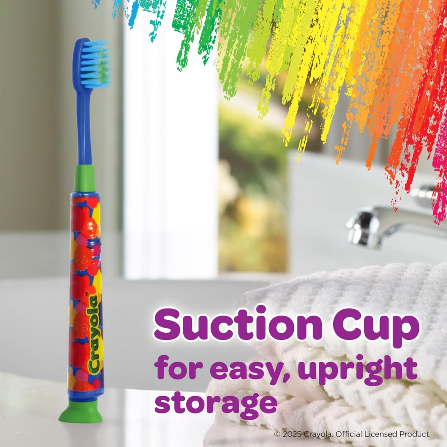 imageGUM Crayola Deep Clean Childrens Toothbrush Extra Soft Toothbrush for Kids Suction Cup Base Ages 4 1 CountPack of 4