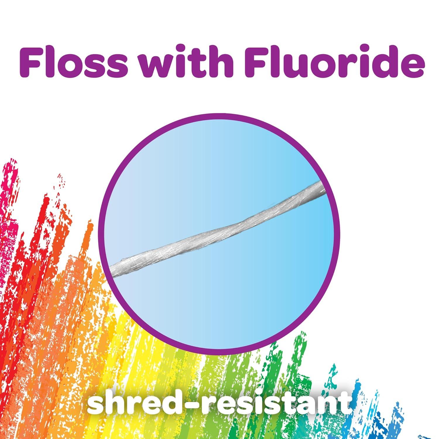imageGUM Crayola Kids Flossers with Fluoride Designed for Little Hands Fun Grape Flavor Easy to Use Kids Floss Picks for Children Ages 3 75 Count Pack of 640 Count