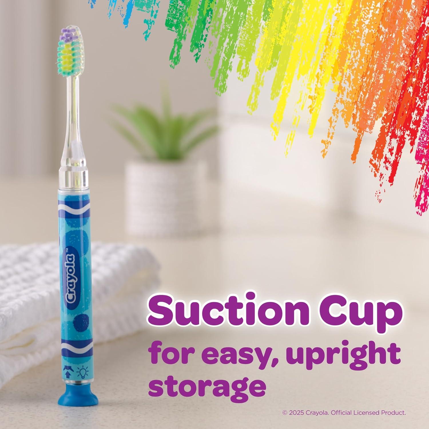 imageGUM Crayola Timer Light Toothbrush for Kids Soft Bristles Suction Cup Base Children amp Toddler Toothbrush 3 Year Old 1 Count Pack of 41 Count