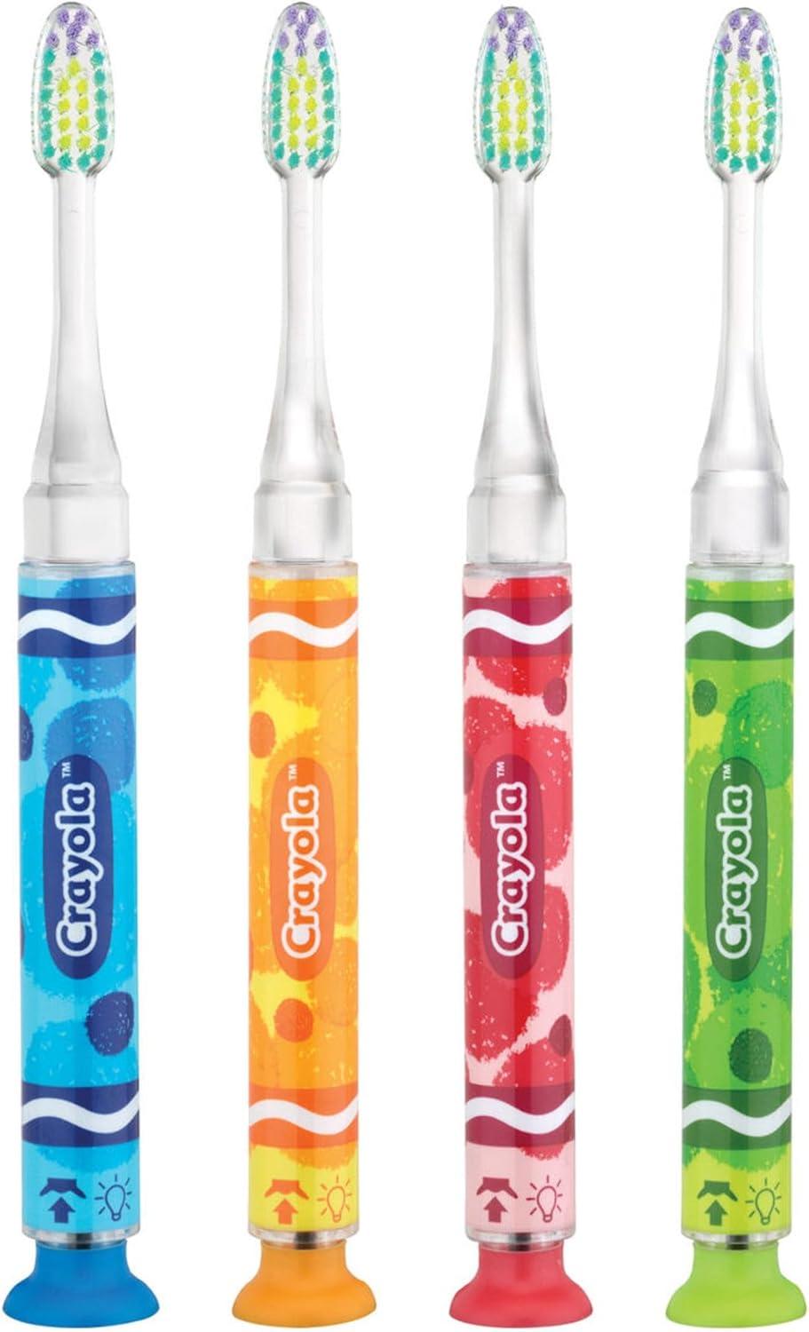 imageGUM Crayola Timer Light Toothbrush for Kids Soft Bristles Suction Cup Base Children amp Toddler Toothbrush 3 Year Old 1 Count Pack of 41 Count