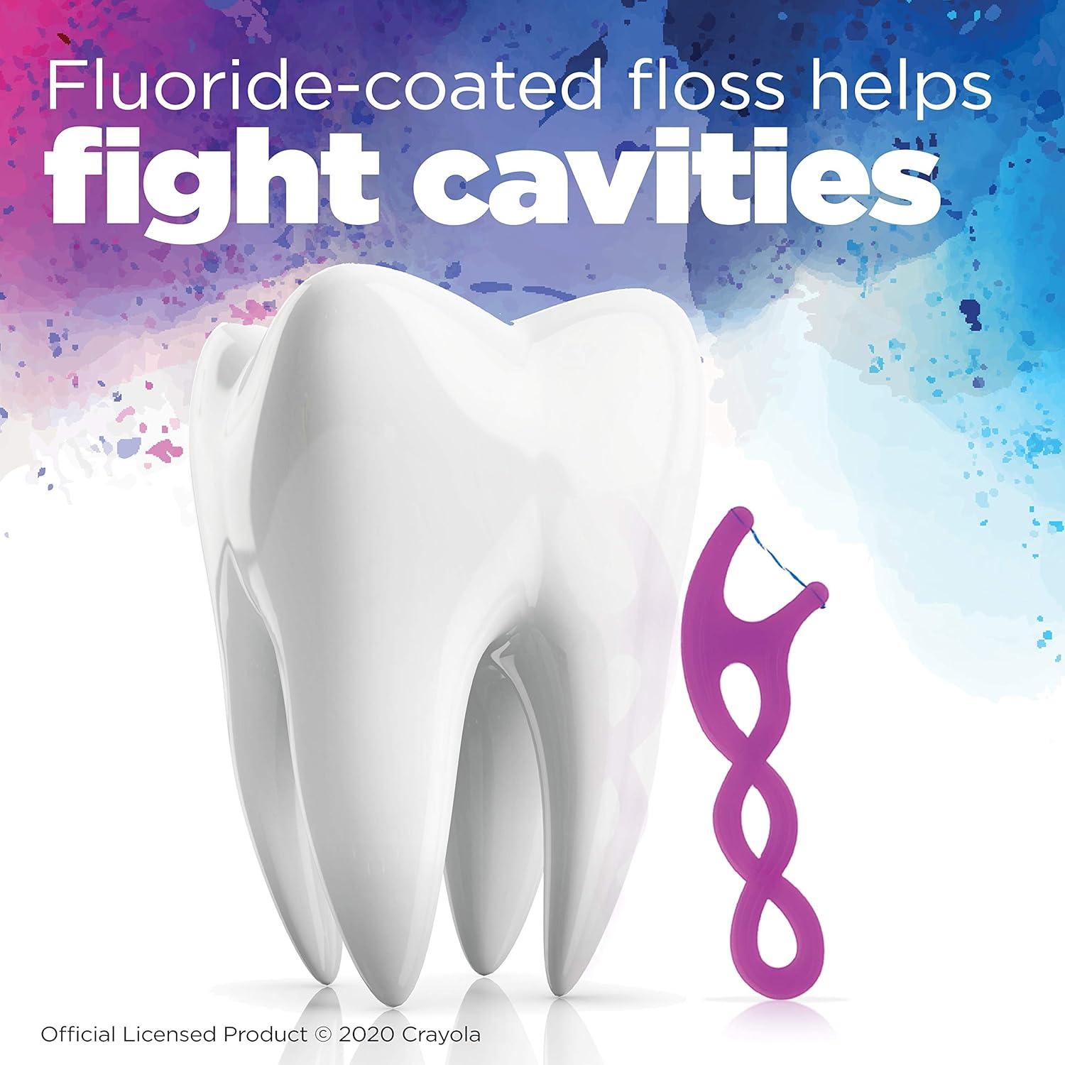 imageGUM Crayola Twistables Kids Flossers with Fluoride Designed for Little Hands Three Fun Fruit Flavors Easy to Use Kids Floss Picks for Children Ages 3 90 Count Pack of 490 Count