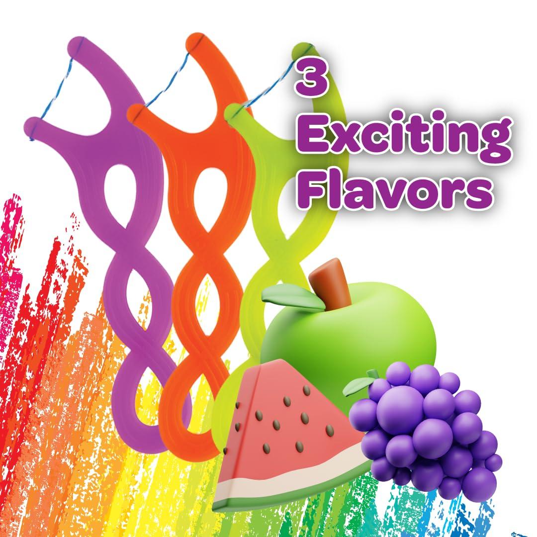 imageGUM Crayola Twistables Kids Flossers with Fluoride Designed for Little Hands Three Fun Fruit Flavors Easy to Use Kids Floss Picks for Children Ages 3 75 ct 4pk