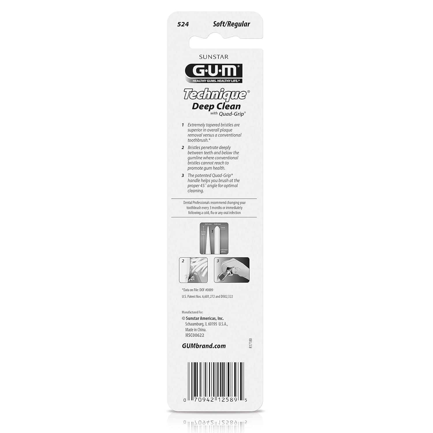 imageGUM Deep Clean Technique Toothbrush Full Head Soft Toothbrushes for Adults with Sensitive Gums Extra Fine Bristles 2 Count