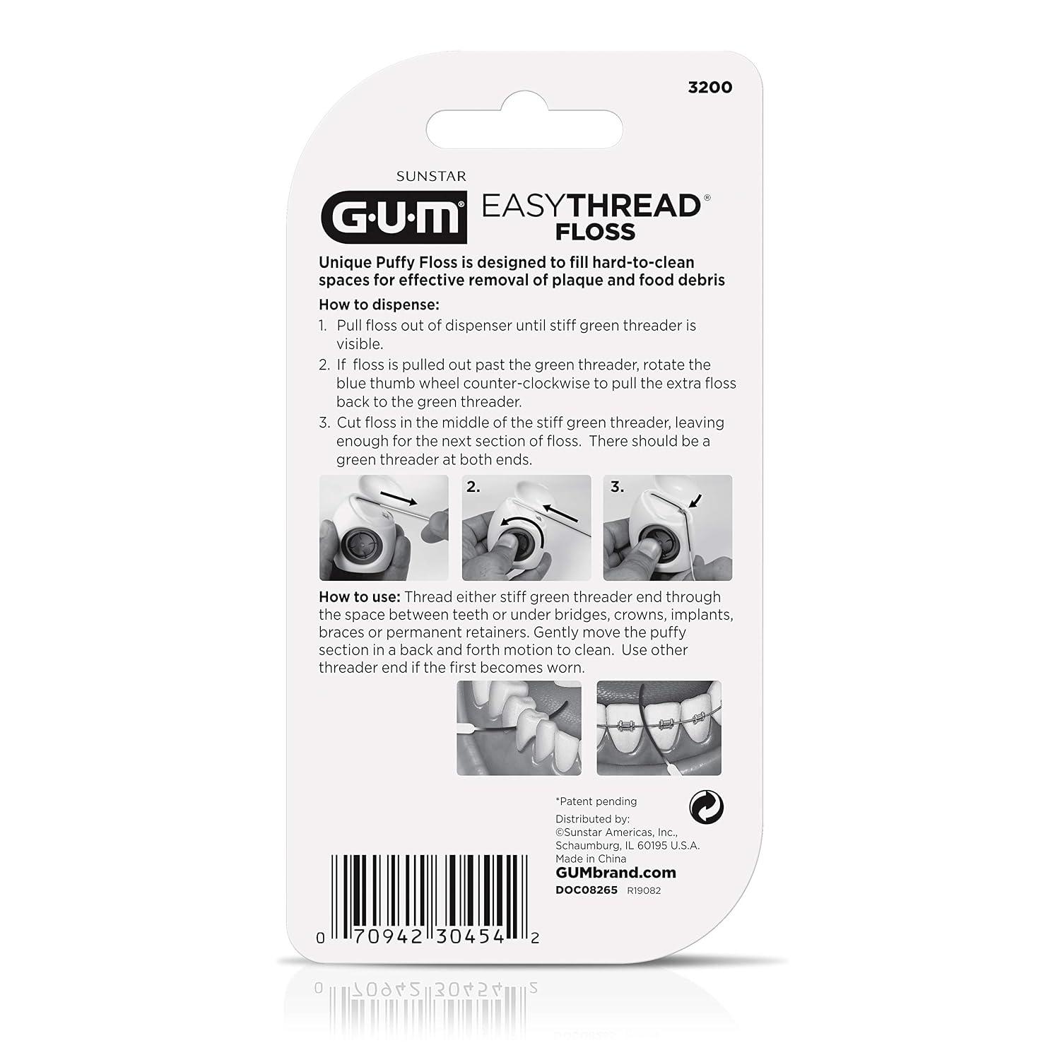 imageGUM EasyThread Threader Floss Expanding Dental Floss for Braces Bridges and Implants Built in Rigid Floss Threaders 50 Uses1 Pack