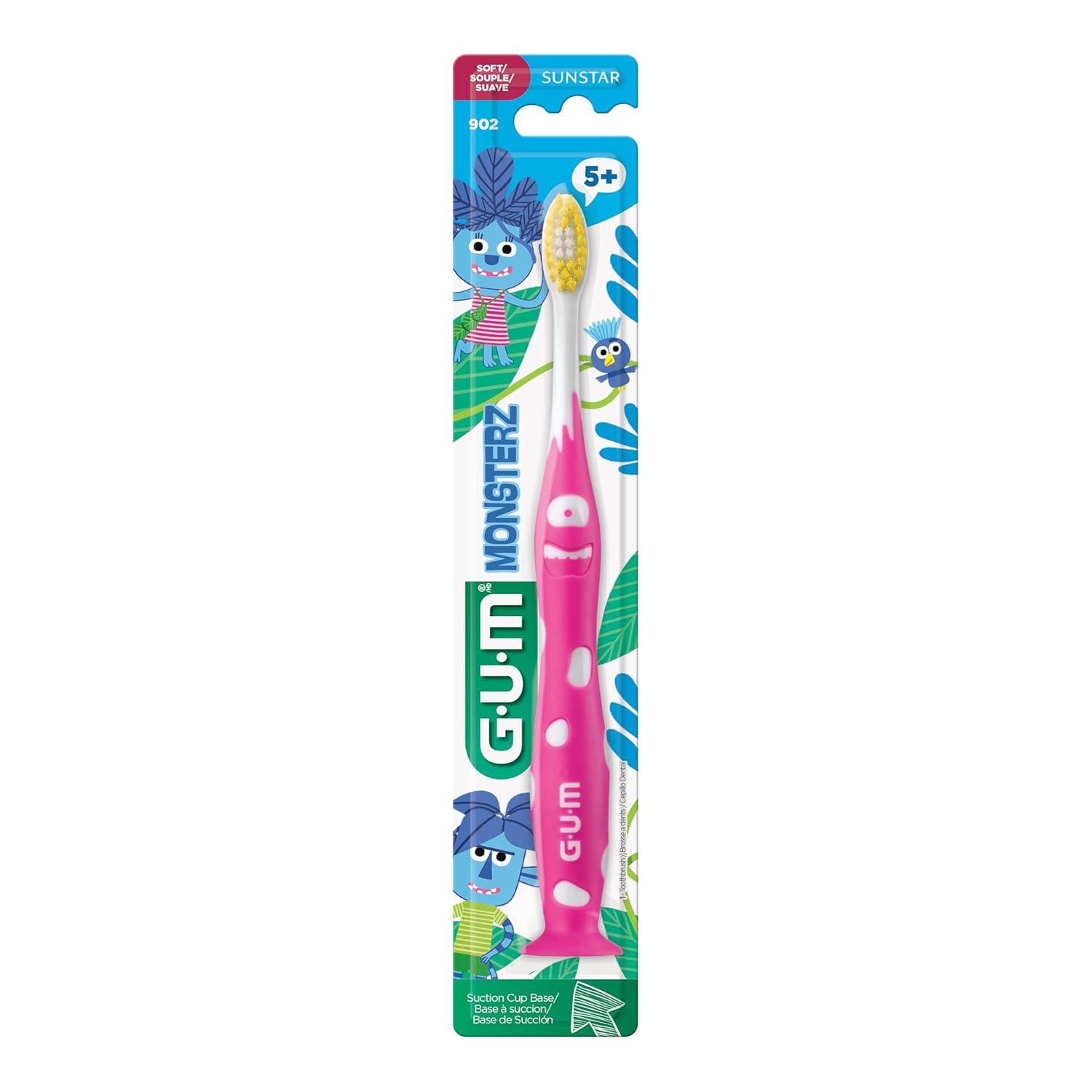 GUM Monsterz Jr Kids’ Toothbrush, Soft Bristled Children’s Toothbrush ...