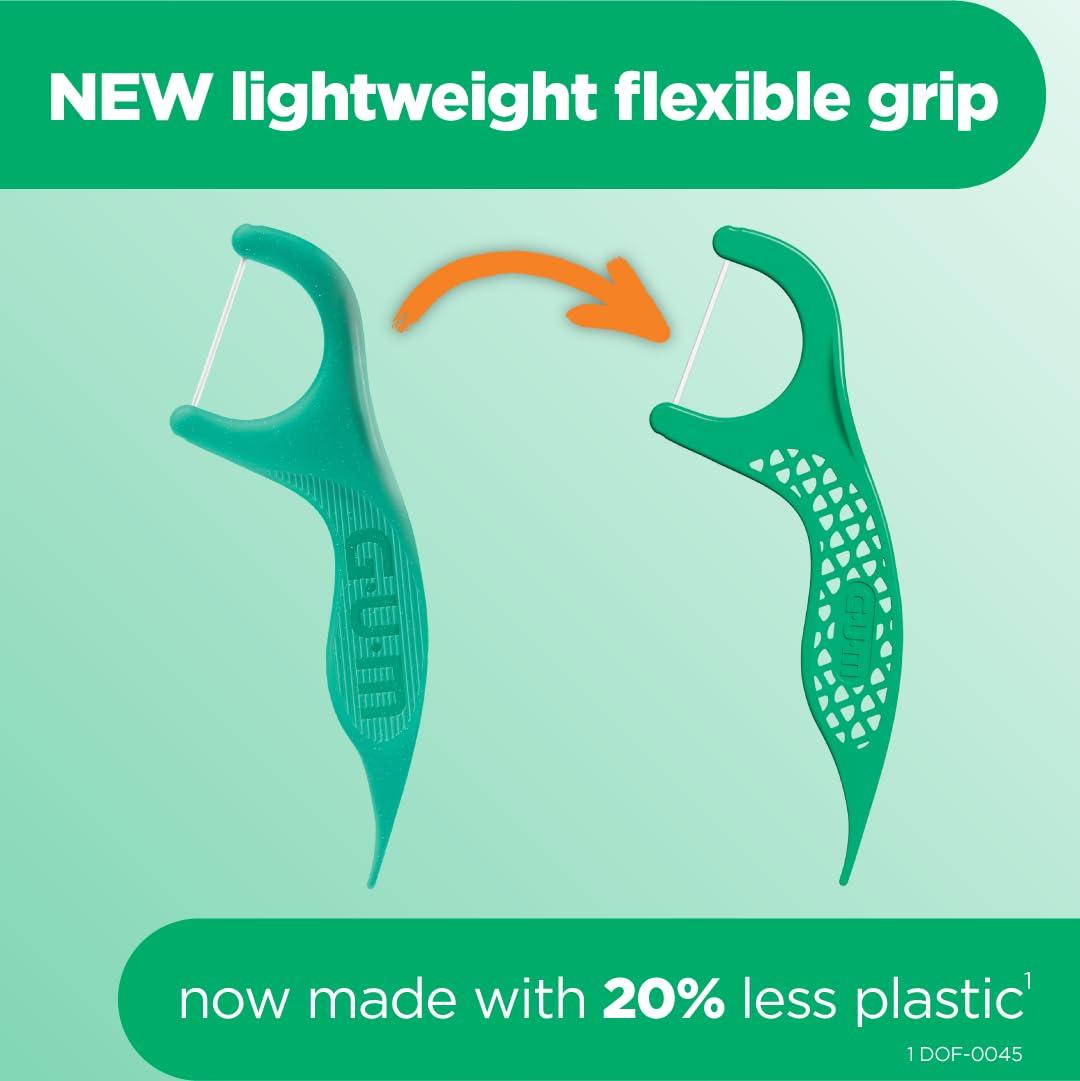 imageGUM Professional Clean Floss Picks Extra Strong ShredResistant Floss Easy Grip Handle Dental Flossers for Adults Fresh Mint Flavor 150 Count150 Count
