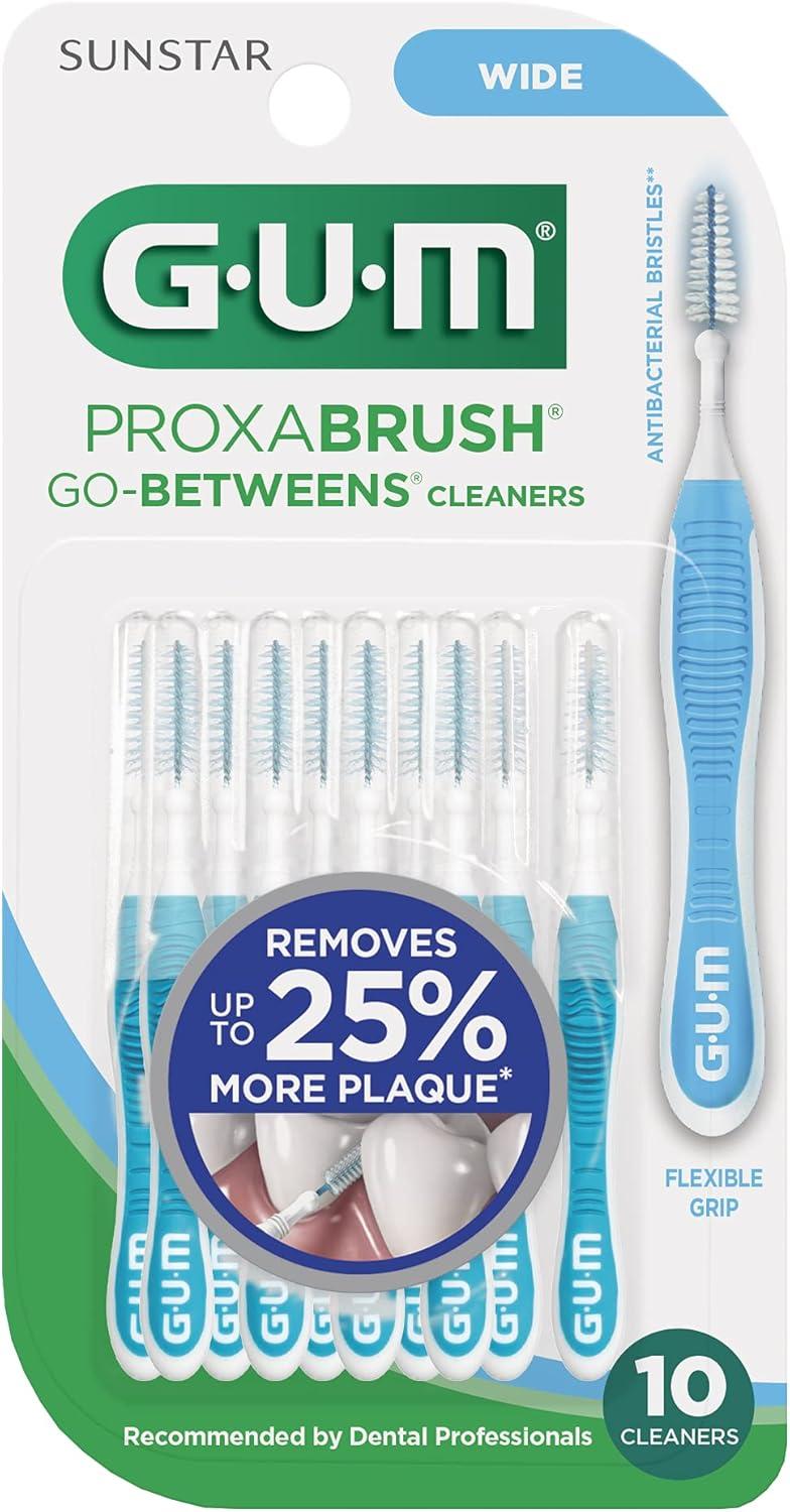 imageGUM Proxabrush GoBetweens Wide Interdental Brushes Soft Bristled Dental Picks for Plaque Removal amp Gum Health Safe for Braces amp Dental Devices 10ct Pack of 6