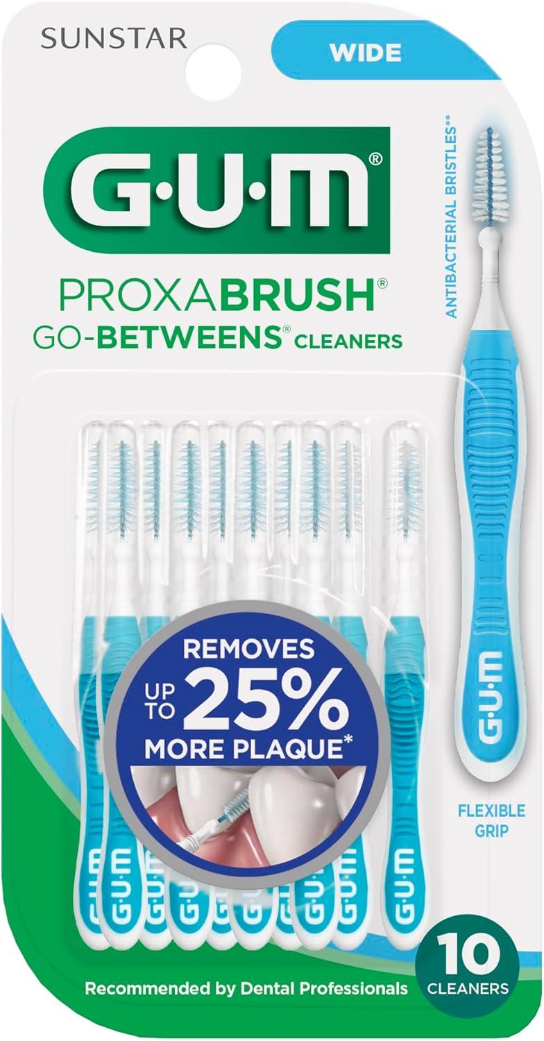 imageGUM Proxabrush GoBetweens Wide Interdental Brushes Soft Bristled Dental Picks for Plaque Removal amp Gum Health Safe for Braces amp Dental Devices 10ct Pack of 6