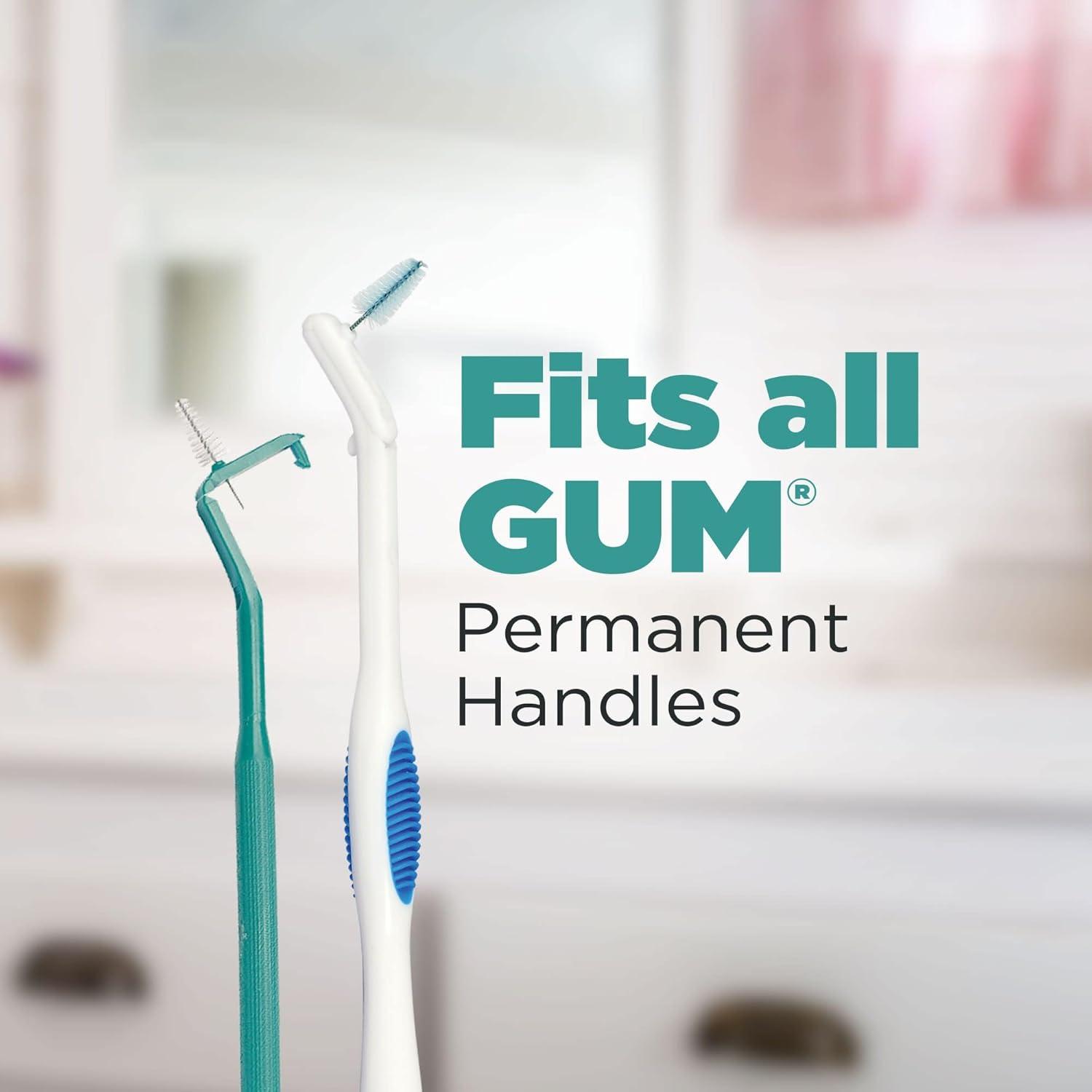 imageGUM Proxabrush GoBetweens Refills Wide Compatible with GUM Permanent Handle Reusable Interdental Brushes Soft Bristled Dental Picks 16ct 6pk