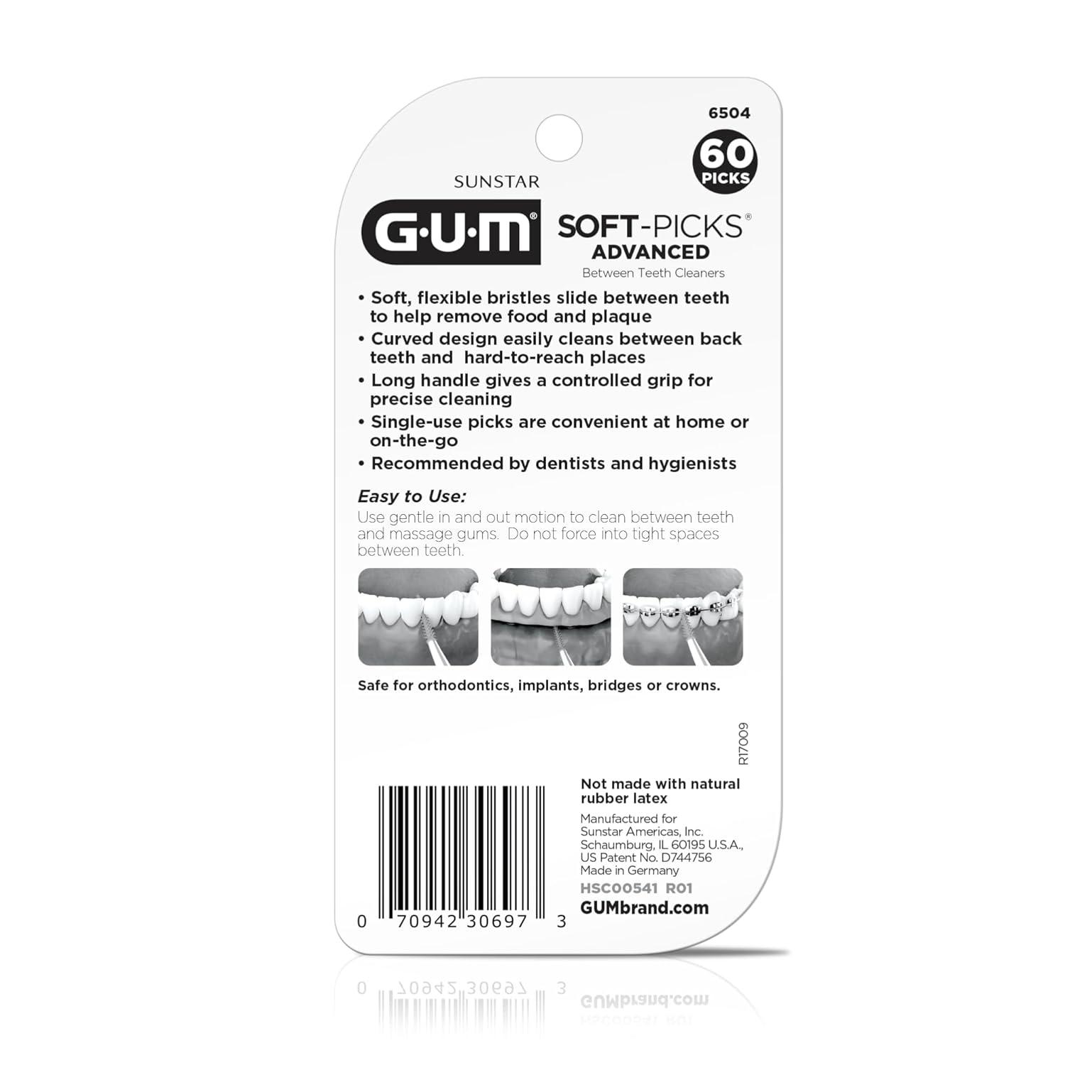 imageGUM SoftPicks Advanced Tight Easy to Use Dental Picks for Teeth Cleaning and Gum Health Disposable Interdental Brushes with Convenient Carry Case Dentist Recommended Dental Picks 60ct3pkOriginal