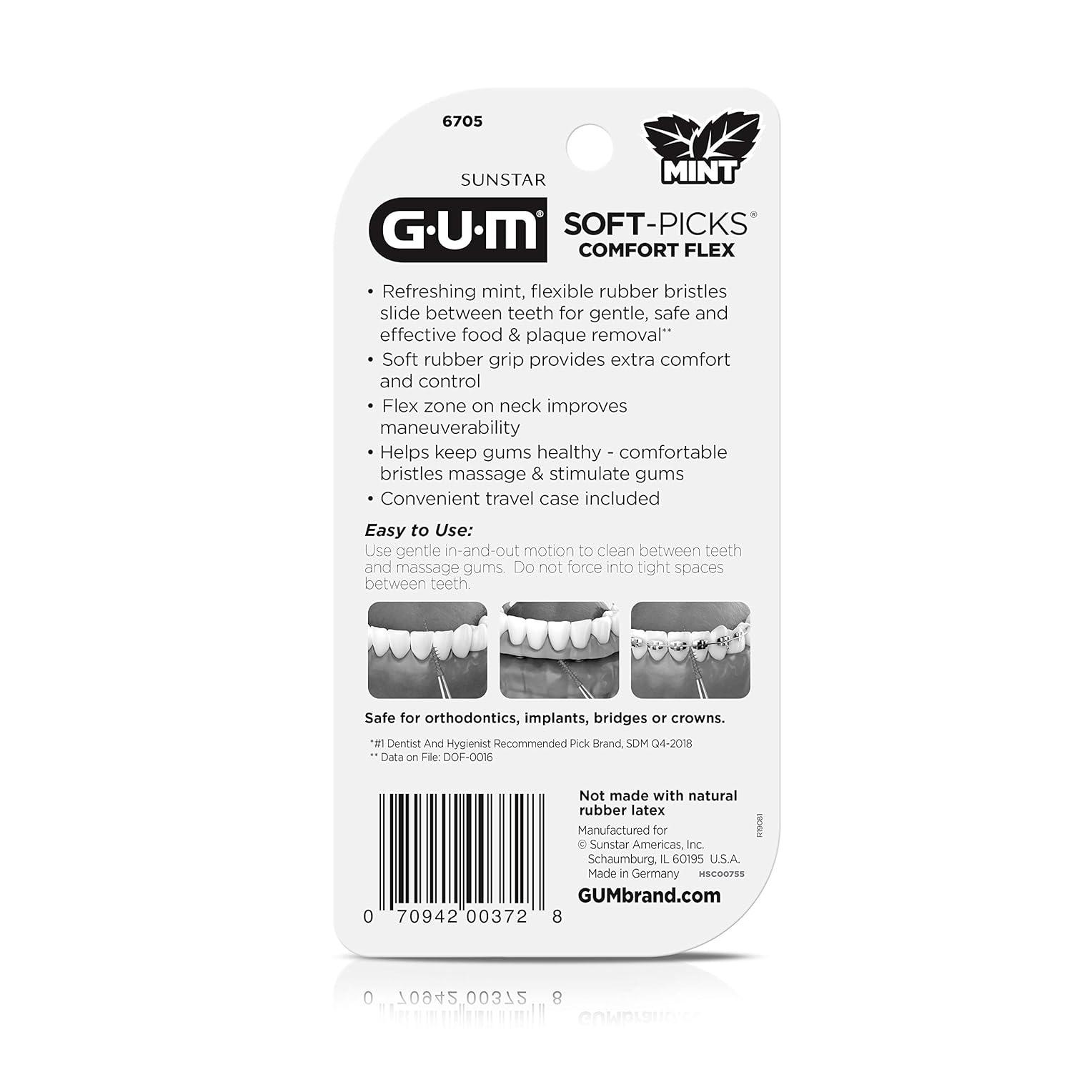 imageGUM SoftPicks Comfort Flex Easy to Use Dental Picks for Teeth Cleaning Health Disposable Interdental Brushes with Convenient Carry Case Dentist Recommended Dental Picks Mint 80 Count80 Count Pack of 1