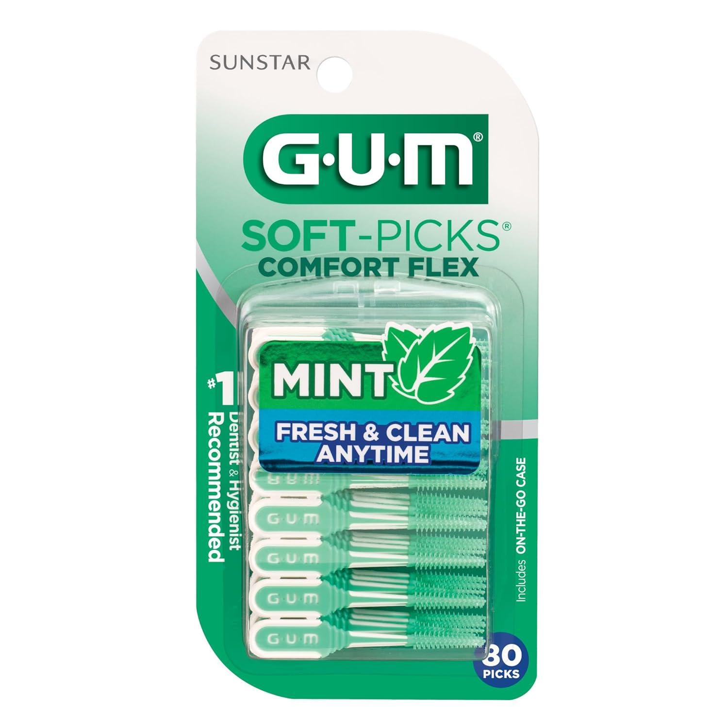 imageGUM SoftPicks Comfort Flex Easy to Use Dental Picks for Teeth Cleaning Health Disposable Interdental Brushes with Convenient Carry Case Dentist Recommended Dental Picks Mint 80 Count80 Count Pack of 1