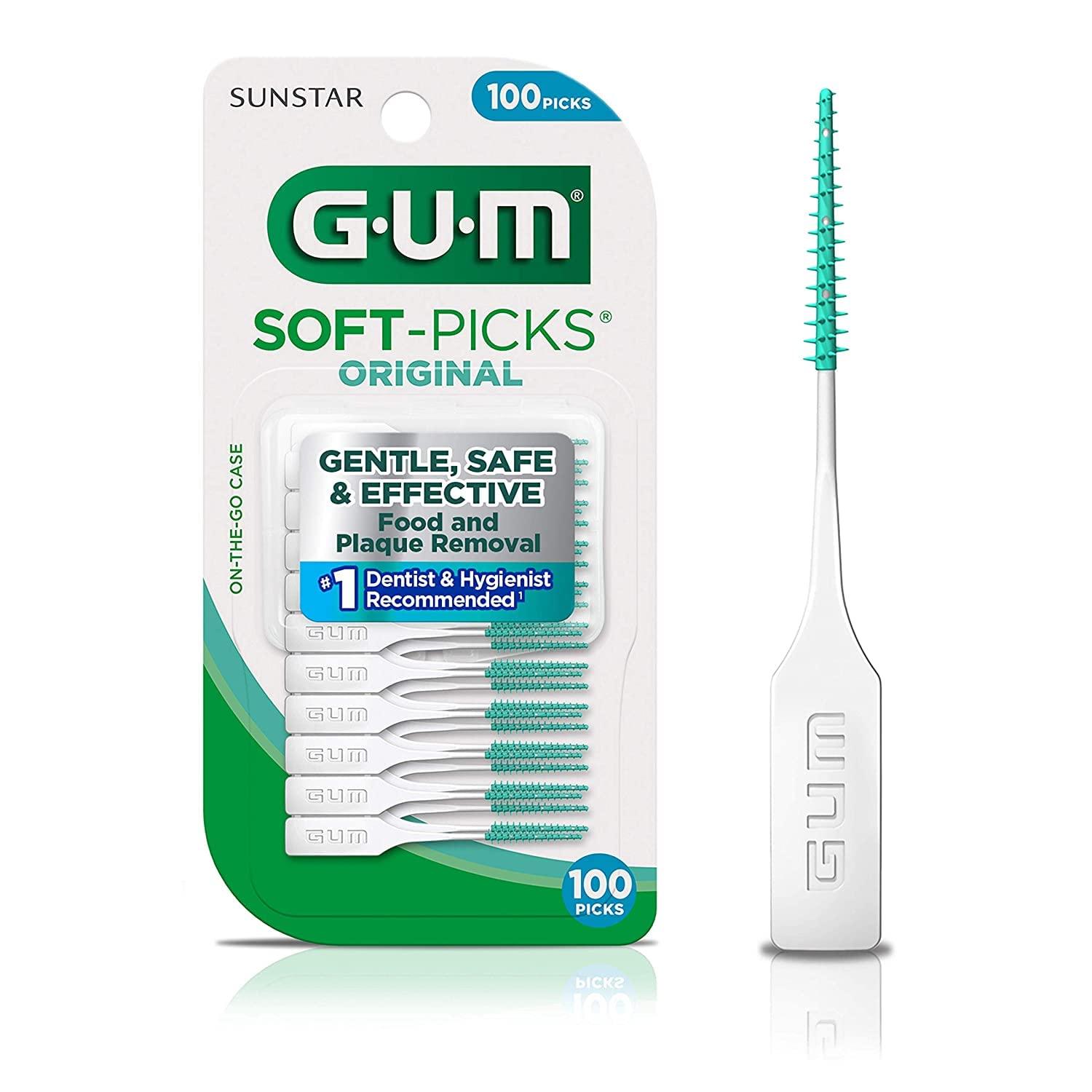 imageGUM SoftPicks OriginalEasy to Use Dental Picks for Teeth Cleaning and Gum Health Disposable Interdental Brushes with Convenient Carry Case Dentist Recommended Dental Picks 100ct 6pk