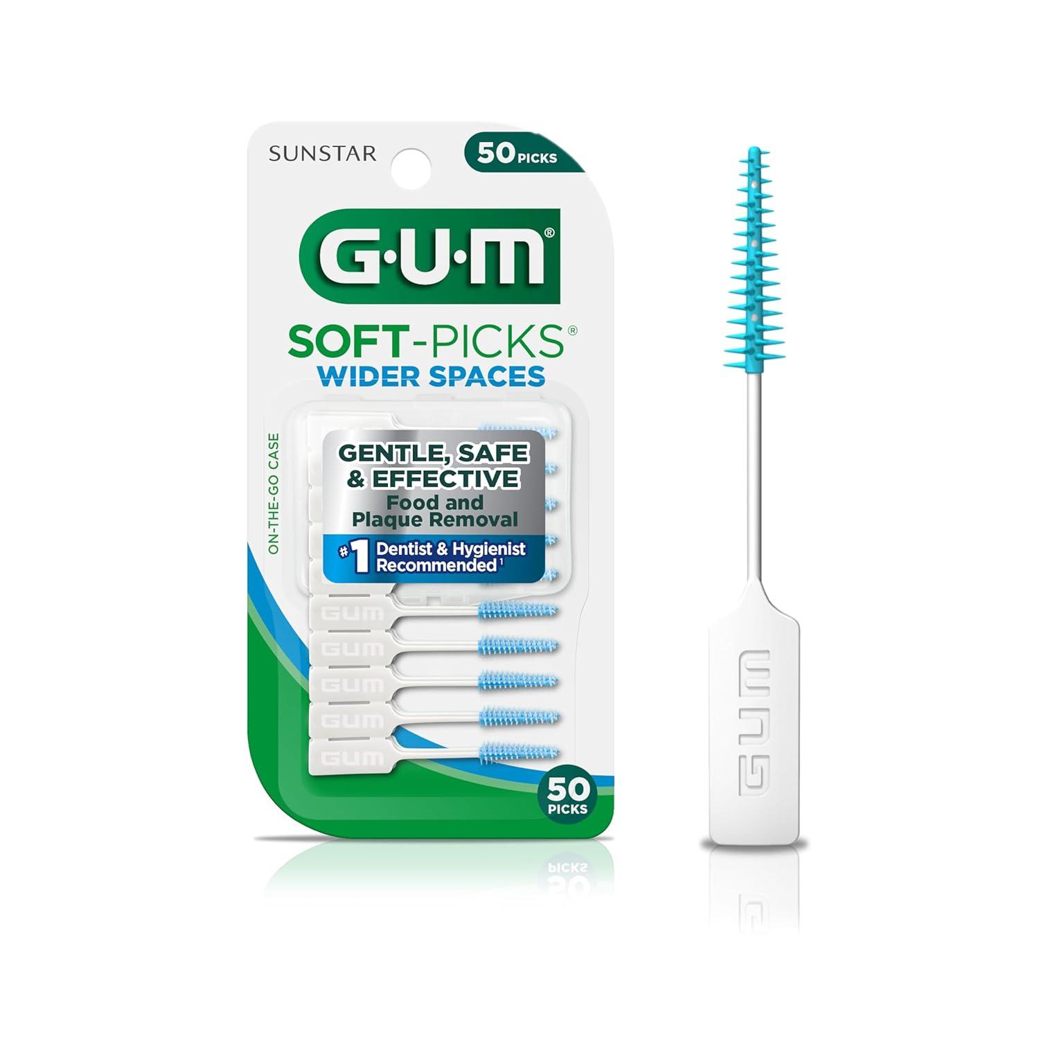 imageGUM SoftPicks Wider Space Easy to Use Dental Picks for Teeth Cleaning and Gum Health with Convenient Carry Case Dentist Recommended Dental Picks 50 Count50 Count Pack of 1