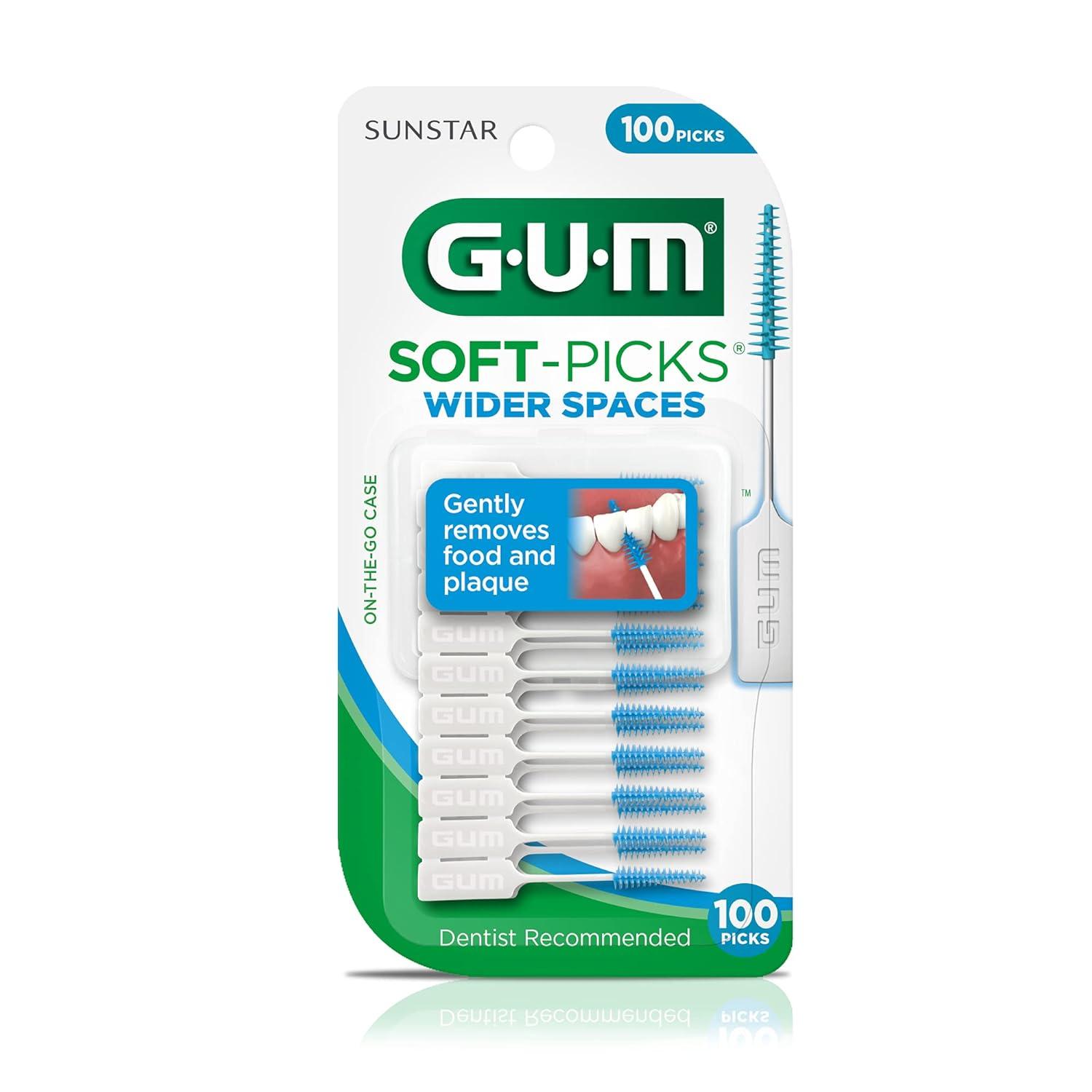 imageGUM SoftPicks Wider Space Easy to Use Dental Picks for Teeth Cleaning and Gum Health with Convenient Carry Case Dentist Recommended Dental Picks 50 Count100 Count Pack of 3