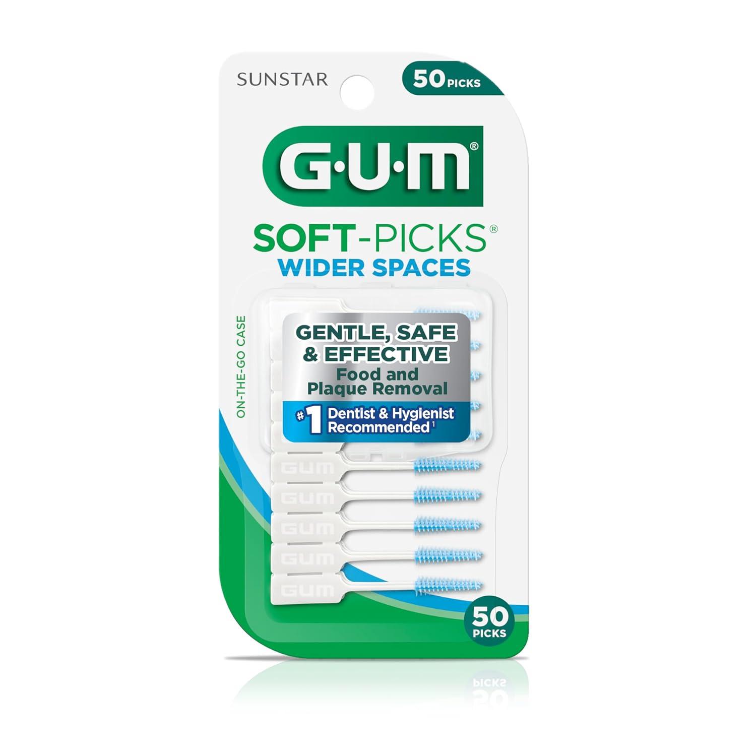 imageGUM SoftPicks Wider Space Easy to Use Dental Picks for Teeth Cleaning and Gum Health with Convenient Carry Case Dentist Recommended Dental Picks 50 Count50 Count Pack of 1