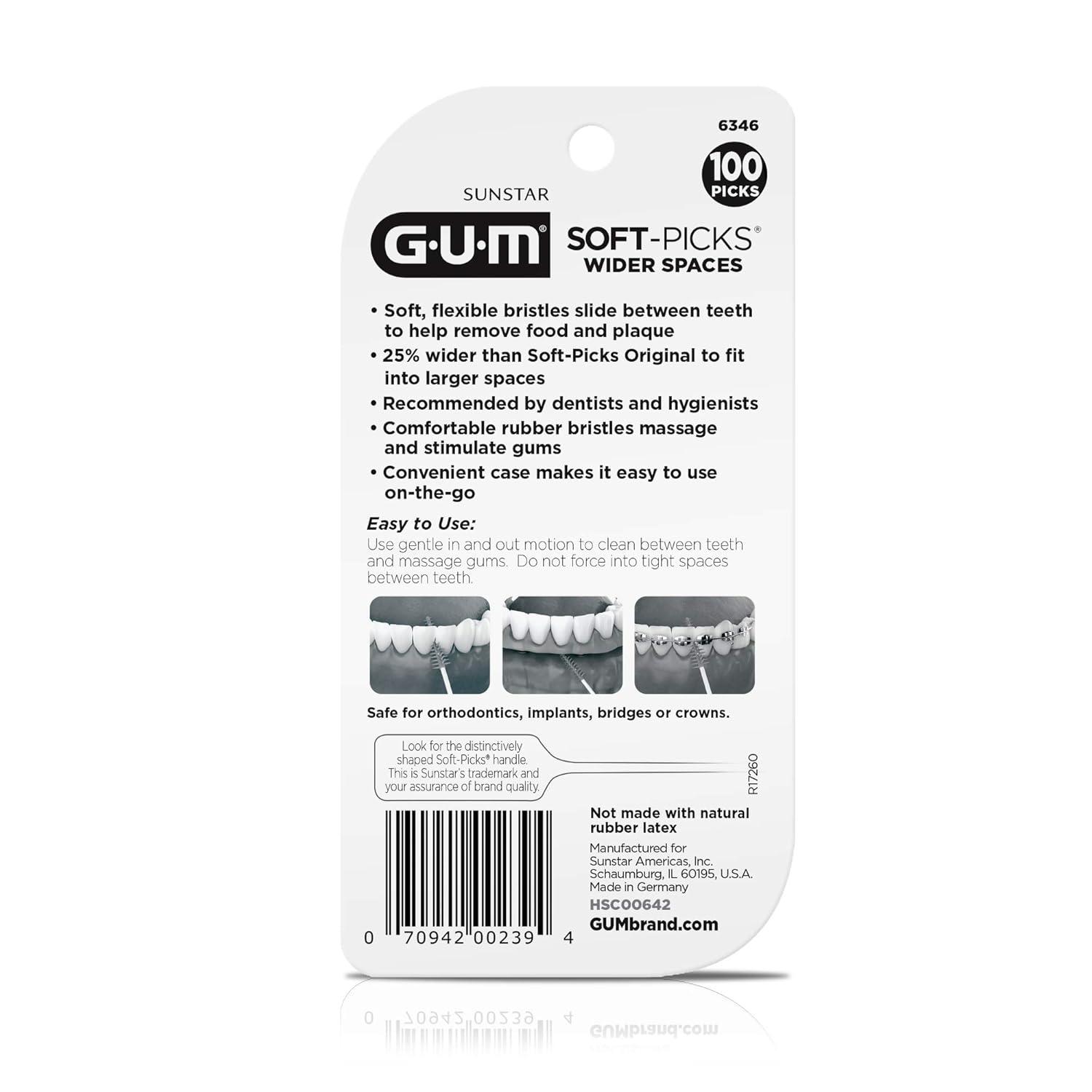 imageGUM SoftPicks Wider Space Easy to Use Dental Picks for Teeth Cleaning and Gum Health with Convenient Carry Case Dentist Recommended Dental Picks 50 Count100 Count Pack of 3