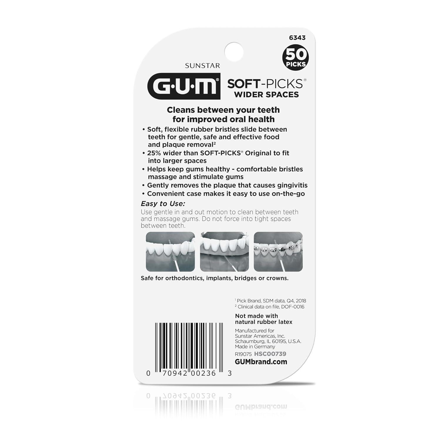 imageGUM SoftPicks Wider Space Easy to Use Dental Picks for Teeth Cleaning and Gum Health with Convenient Carry Case Dentist Recommended Dental Picks 50 Count50 Count Pack of 1