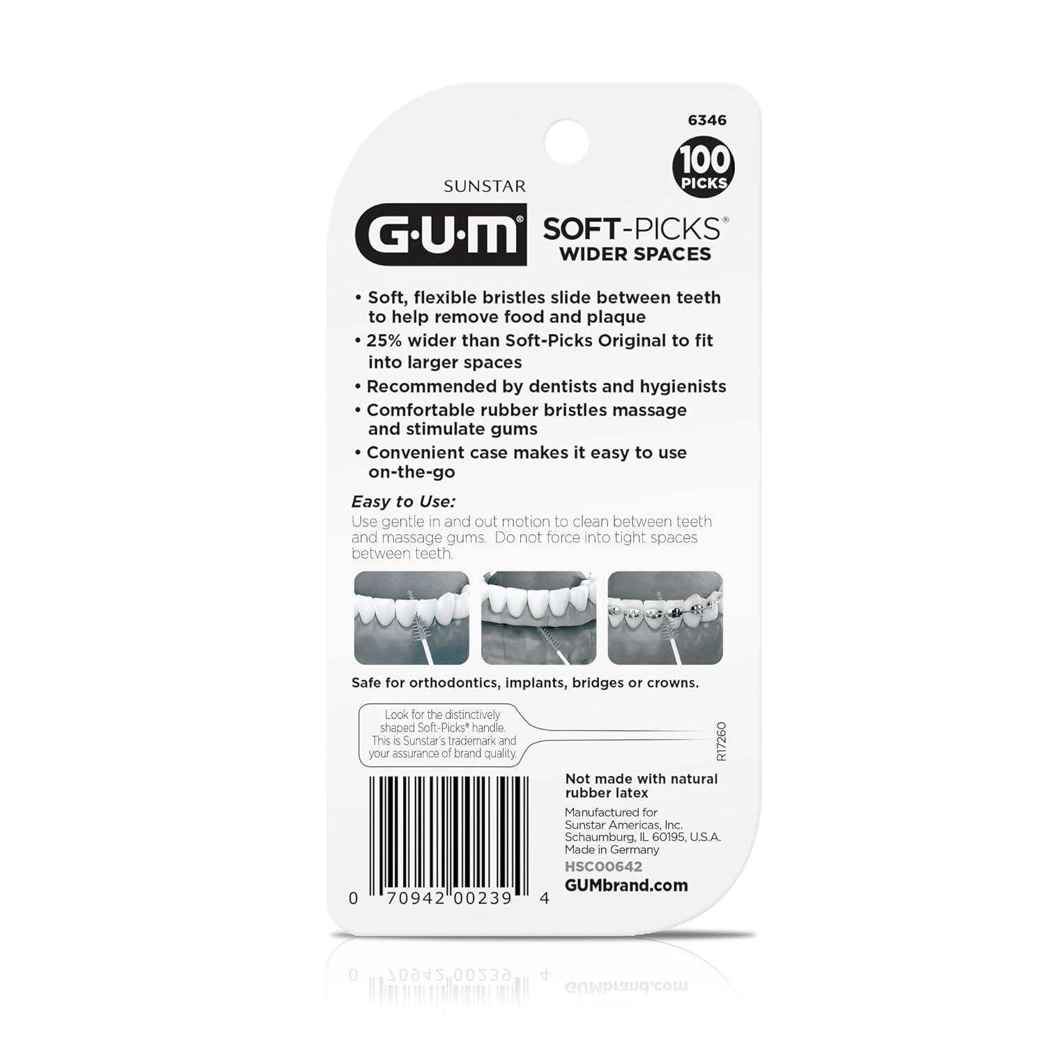 imageGUM SoftPicks Wider Space Easy to Use Dental Picks for Teeth Cleaning and Gum Health with Convenient Carry Case Dentist Recommended Dental Picks 50 Count100 Count Pack of 3