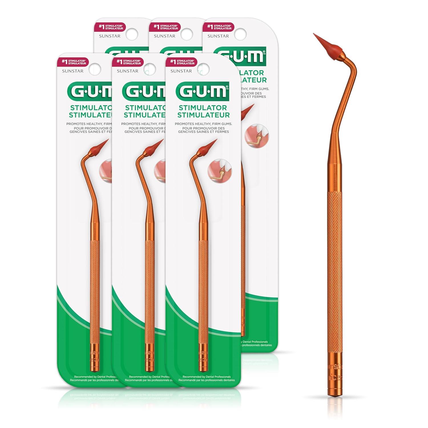 imageGUM Stimulator Permanent Handle Long Handled Massager Remove Plaque amp Promote Health Handle 2 Refill PacksPermanent Handle