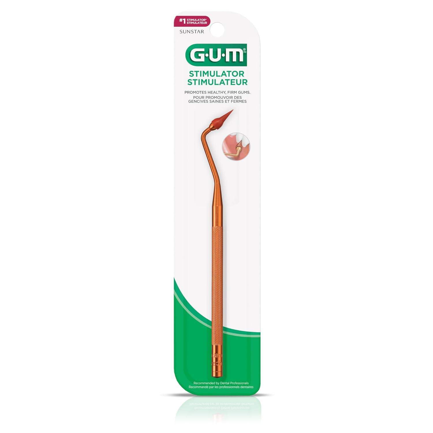 imageGUM Stimulator Permanent Handle Long Handled Massager Remove Plaque amp Promote Health Handle 2 Refill PacksPermanent Handle