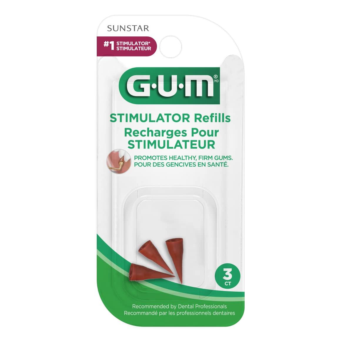 imageGUM Stimulator Permanent Handle Long Handled Massager Remove Plaque amp Promote Health Handle 2 Refill PacksRefills