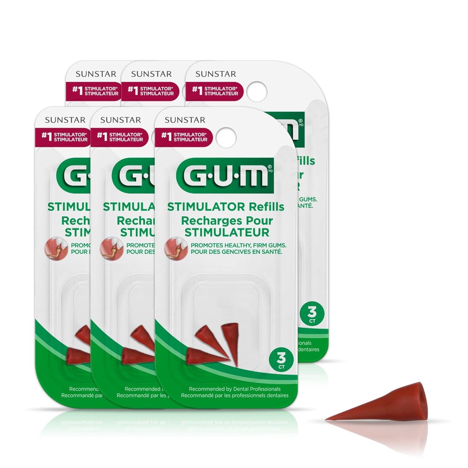 imageGUM Stimulator Permanent Handle Long Handled Massager Remove Plaque amp Promote Health Handle 2 Refill PacksRefills