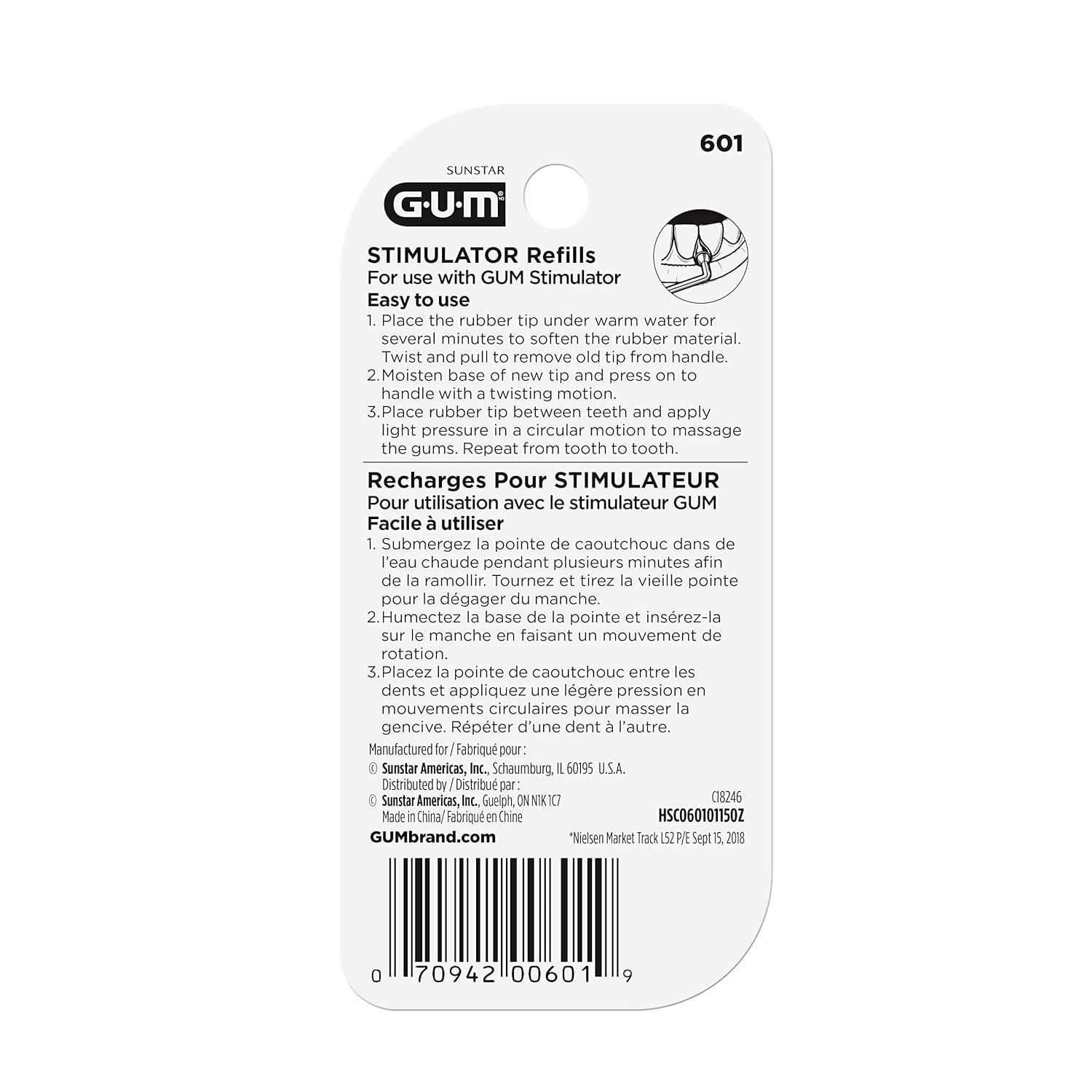 imageGUM Stimulator Permanent Handle Long Handled Massager Remove Plaque amp Promote Health Handle 2 Refill PacksRefills