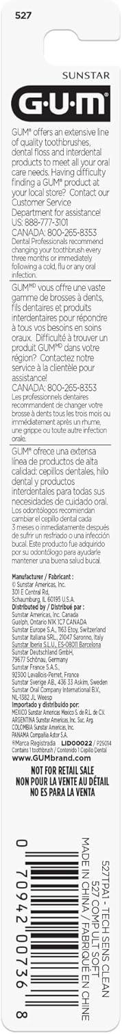imageGUM Technique Deep Clean Sensitive Toothbrush Compact Head amp Ultra Soft Tapered Bristles for Adults with Sensitive 1ct 12pk1 Count Pack of 12