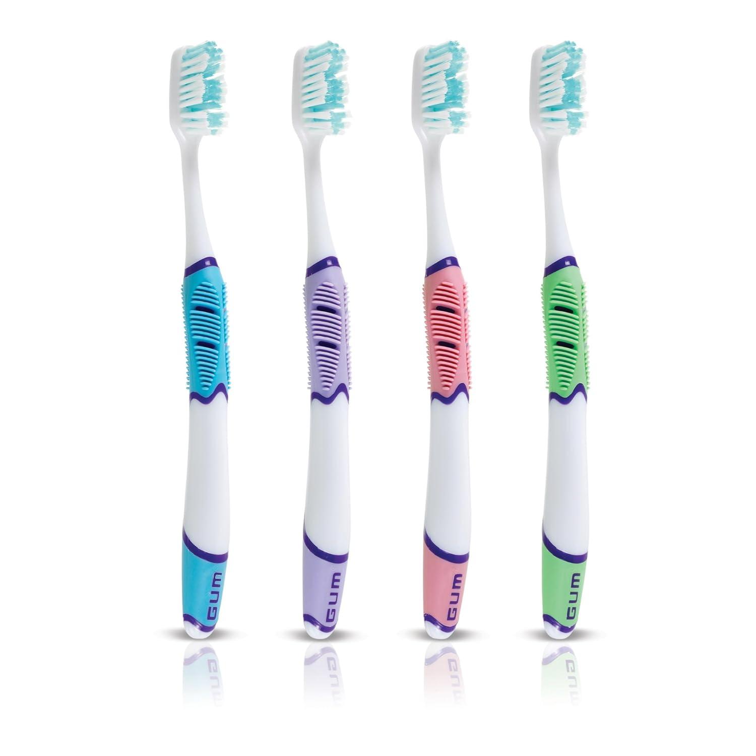 imageGUM Technique Sensitive Care Toothbrush with QuadGrip Handle Full Head amp Ultra Soft Dome Trim Bristles for Plaque Removal Thats Gentle on Gums 2ct2