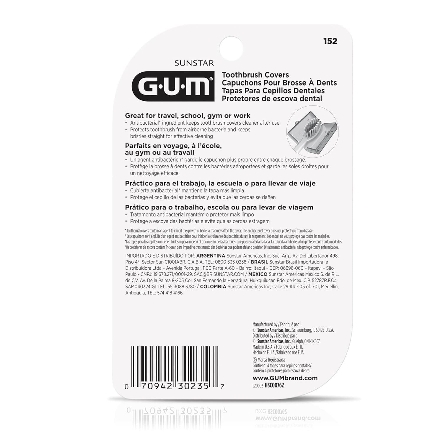 imageGUM Toothbrush Cap Toothbrush Covers for Travel or Home Use 4 Pastel Colors Sanitizing Toothbrush Protector 4 CoversPack of 64 count Pack of 6