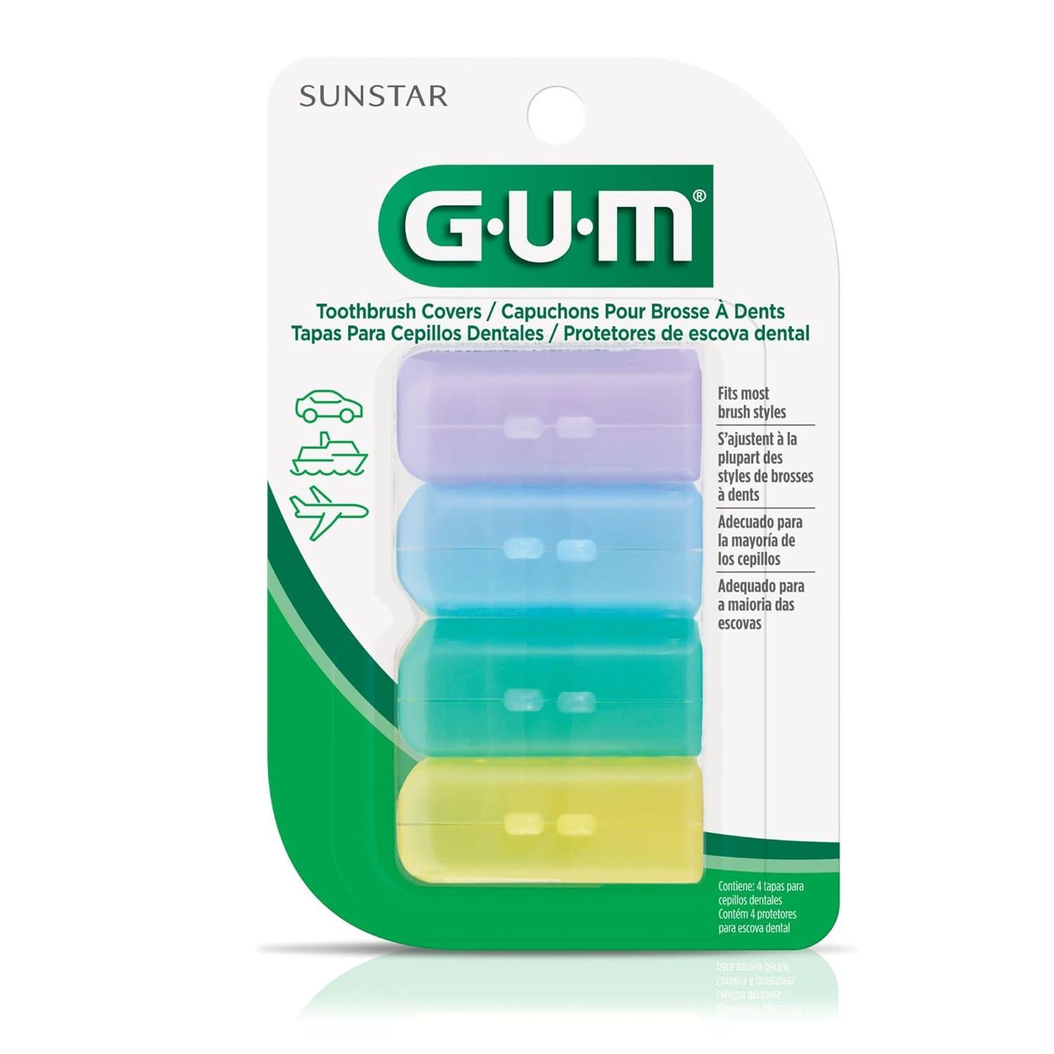 imageGUM Toothbrush Cap Toothbrush Covers for Travel or Home Use 4 Pastel Colors Sanitizing Toothbrush Protector 4 CoversPack of 64 count Pack of 6