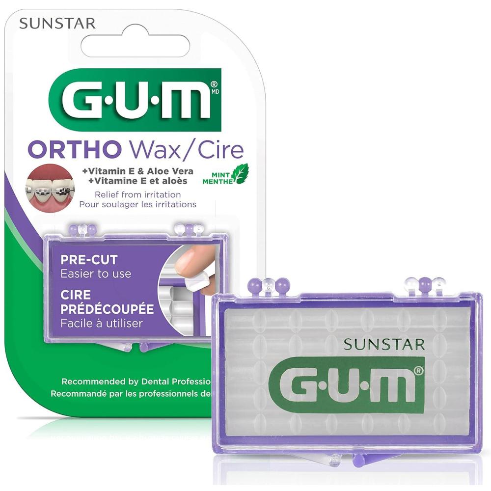 imageGUM Orthodontic Wax for Braces and Dental Devices Soothing Dental Wax with Vitamin E and Aloe Vera Clear Color Unflavored Pack of 6Mint