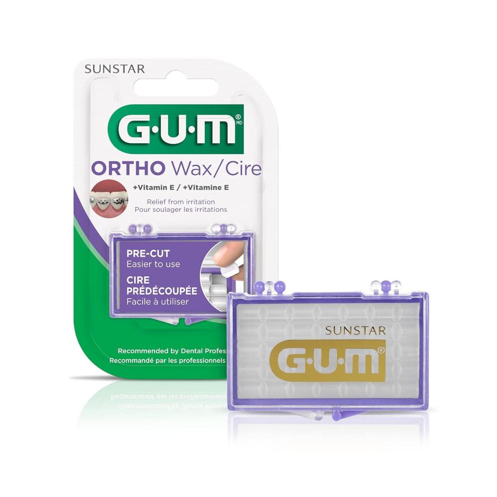 imageGUM Orthodontic Wax for Braces and Dental Devices Soothing Dental Wax with Vitamin E and Aloe Vera Clear Color Unflavored Pack of 6Unflavored