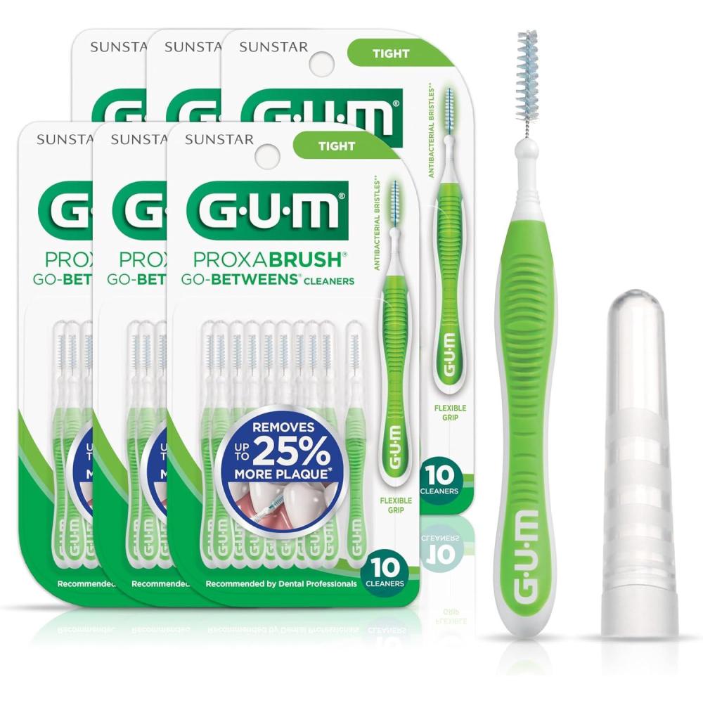 imageGUM Proxabrush GoBetweens Tight Interdental Brushes Soft Bristled Dental Picks for Plaque Removal Health Safe for Braces amp Dental Devices 10ct Pack of 6