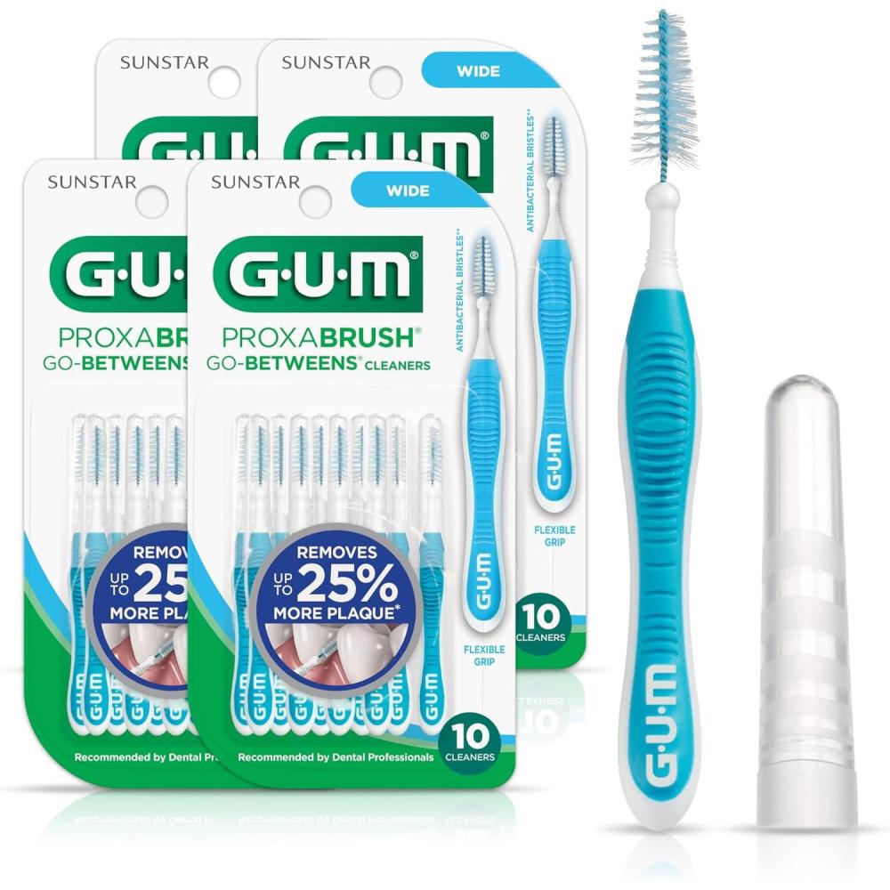 imageGUM Proxabrush GoBetweens Wide Interdental Brushes Soft Bristled Dental Picks for Plaque Removal Health Safe for Braces amp Dental Devices 10 Count Pack of 410 Count Pack of 4