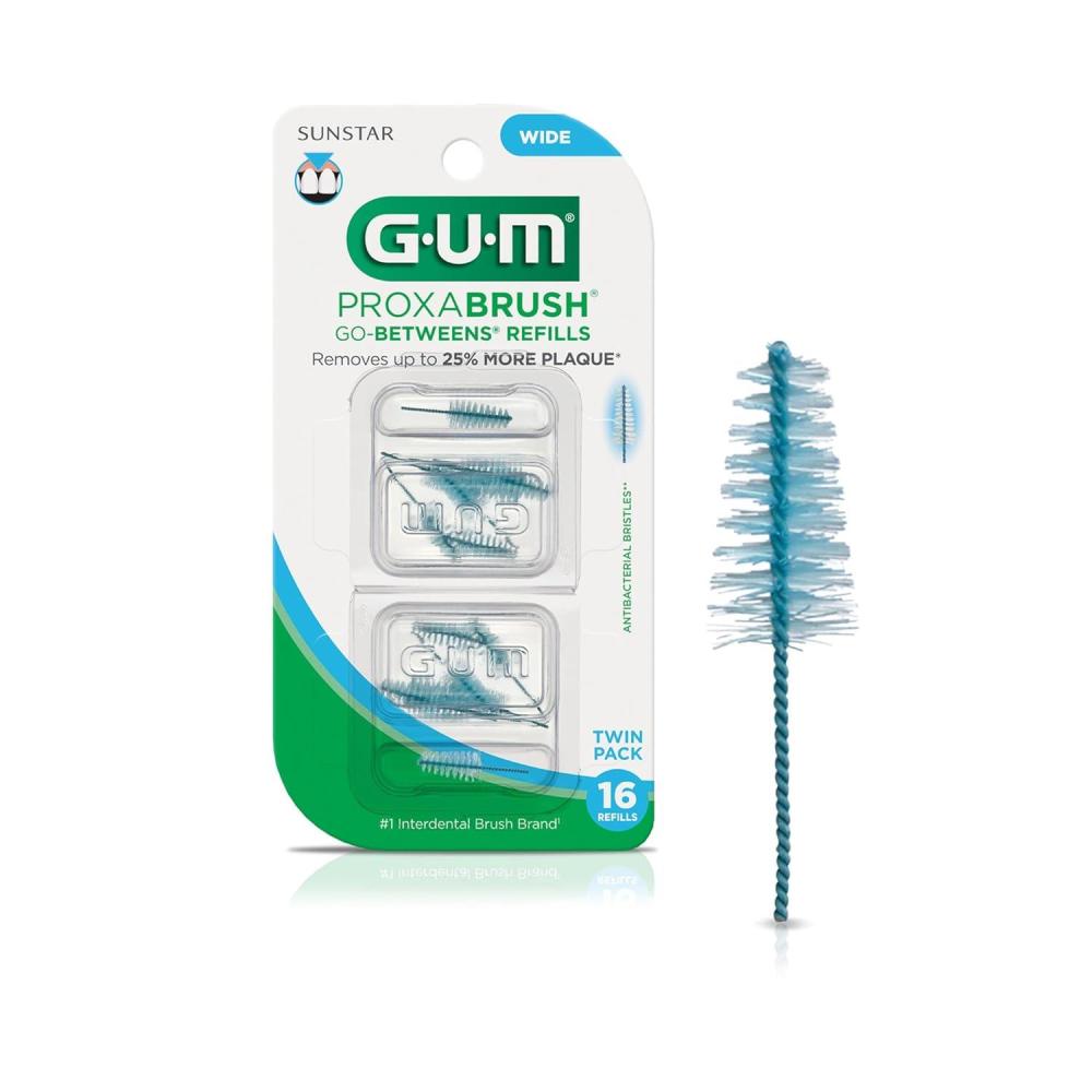imageGUM Proxabrush GoBetweens Refills Moderate Compatible with GUM Permanent Handle Reusable Interdental Brushes Soft Bristled Dental Picks 8 Count Pack of 616 Count Pack of 1