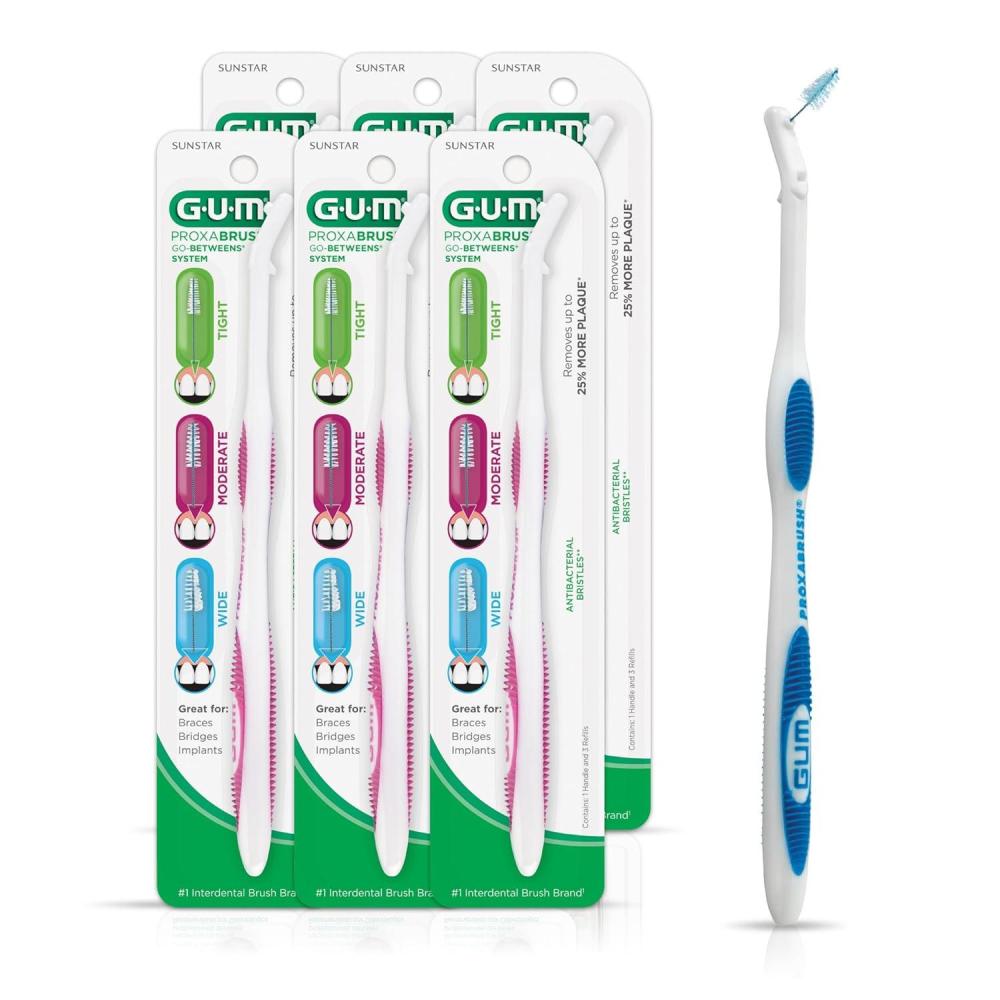imageGUM Proxabrush Permanent Handle Refills  Compatible with GoBetweens Interdental Brushes  Floss Picks for Teeth Braces and Implants 6pk