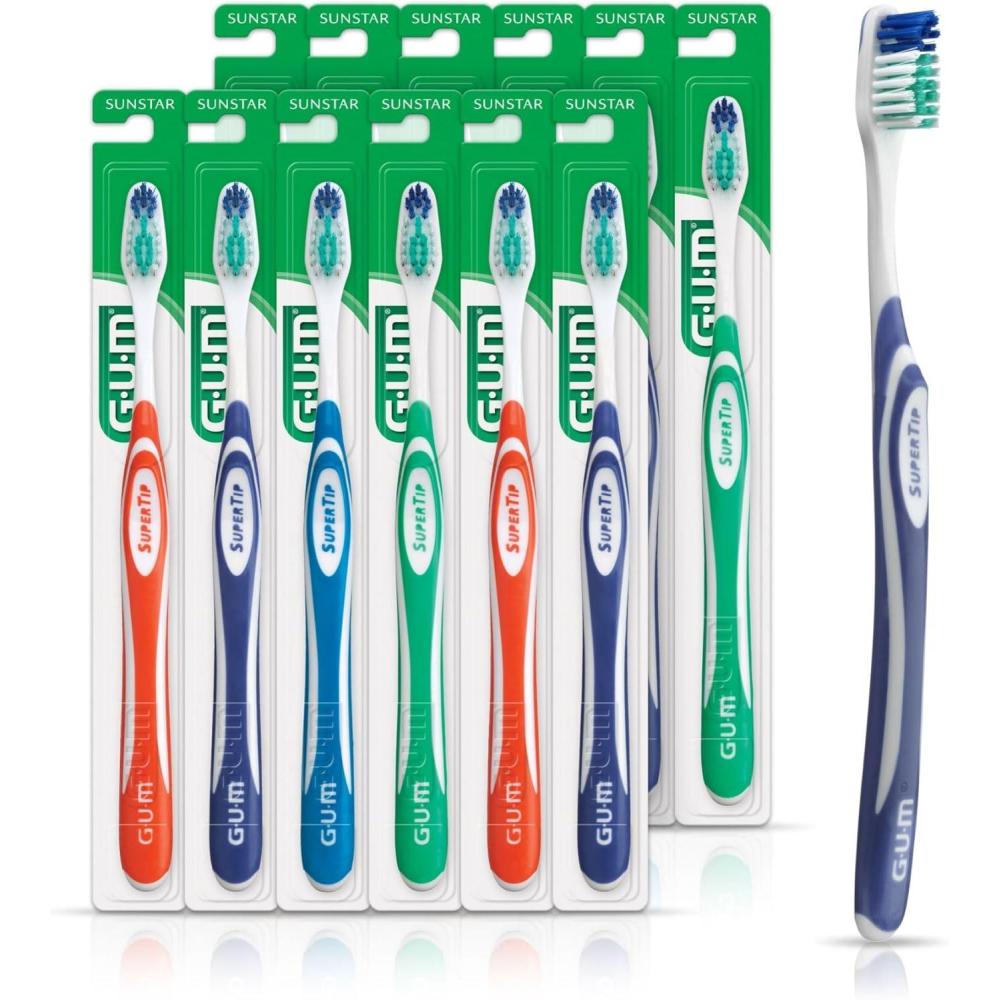 imageGUM Super Tip Toothbrush Soft Bristle Toothbrush for Adults with Tongue Cleaner Compact Head 1ct Pack of 121 Count Pack of 12