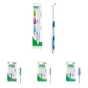 Bundle of GUM Proxabrush Permanent Handle + GUM Proxabrush Go-Betweens Refills – Moderate , 8 Count (Pack of 1) Tight , 8 Count (Pack of 1), Wide, 8 Count (Pack of 1)