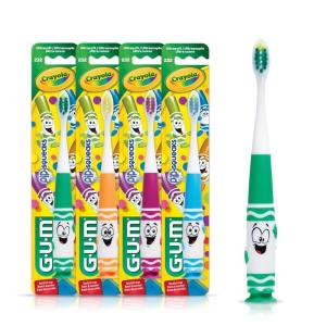 GUM Crayola Pip-Squeaks Kids’ Toothbrush, Ultra-Soft, Ages 3+, 1 Count (Pack of 4)(1 Count (Pack of 4))