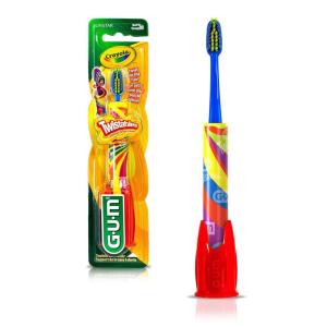 GUM Crayola Twistables Kids Toothbrush with Fun Twisting Head, Soft Bristles, Ages 3+(1 ct)