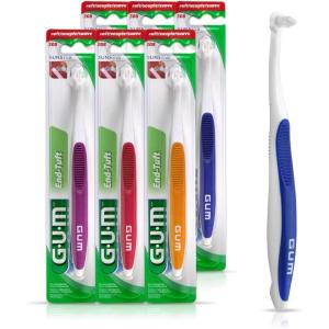 GUM End Tuft Toothbrush – Extra Small Head for Hard-to-Reach Areas – Implants, Back Teeth, and Wisdom Teeth – Soft Dental Brush for Adults, 1 Count(6 Count (Pack of 1))