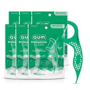 GUM Professional Clean Floss Picks – Extra Strong Shred-Resistant Floss, Easy Grip Handle – Dental Flossers for Adults – Fresh Mint Flavor, 150 Count(Professional Clean)