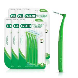 GUM Proxabrush Go-Betweens – Angled- Interdental Brushes – Soft Bristled Dental Picks for Plaque Removal Health – Safe for Braces & Dental Devices, 4ct (6pk)