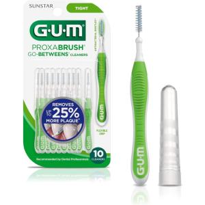 GUM Proxabrush Go-Betweens – Tight – Interdental Brushes – Soft Bristled Dental Picks for Plaque Removal Health – Safe for Braces & Dental Devices, 10ct(Tight)