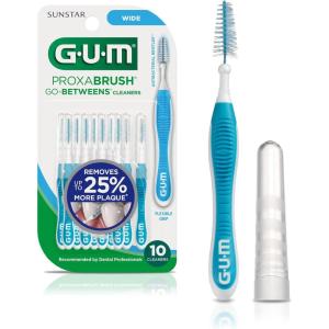 GUM Proxabrush Go-Betweens – Tight – Interdental Brushes – Soft Bristled Dental Picks for Plaque Removal Health – Safe for Braces & Dental Devices, 10ct(Wide)