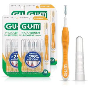 GUM Proxabrush Go-Betweens – Ultra Tight- Interdental Brushes – Soft Bristled Dental Picks for Plaque Removal Health – Safe for Braces & Dental Devices, 10 Count (Pack of 4)(10 Count (Pack of 4))